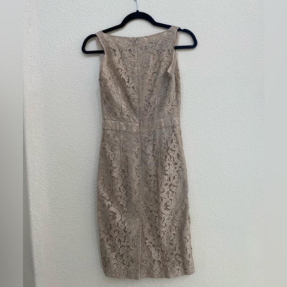 Moschino Cheap and Chic Lace Taupe Empire Waist with Bow Knee Length Dress SM - Picture 3 of 9